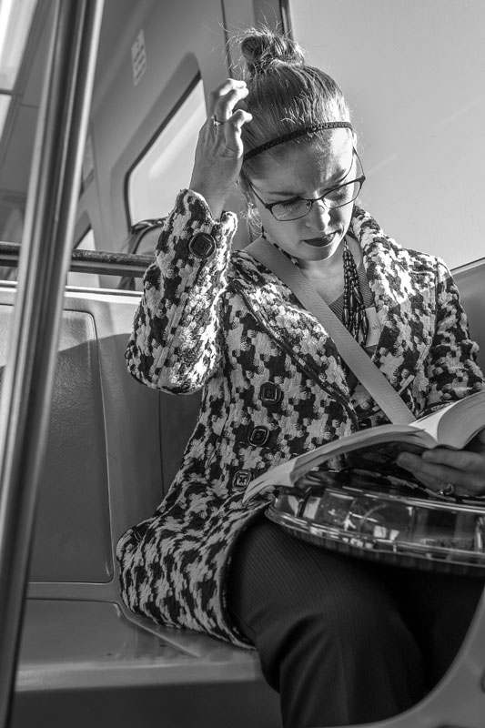 MARTA woman reading bw